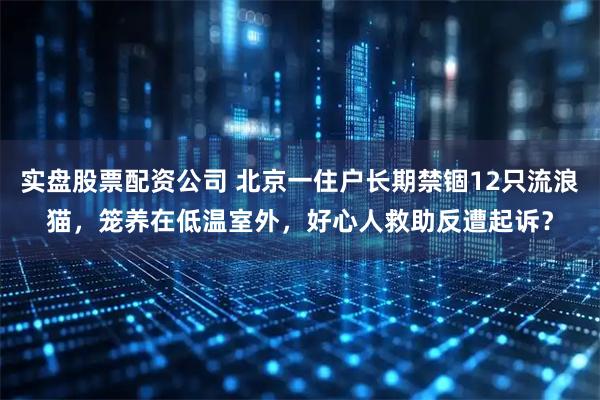 实盘股票配资公司 北京一住户长期禁锢12只流浪猫，笼养在低温室外，好心人救助反遭起诉？